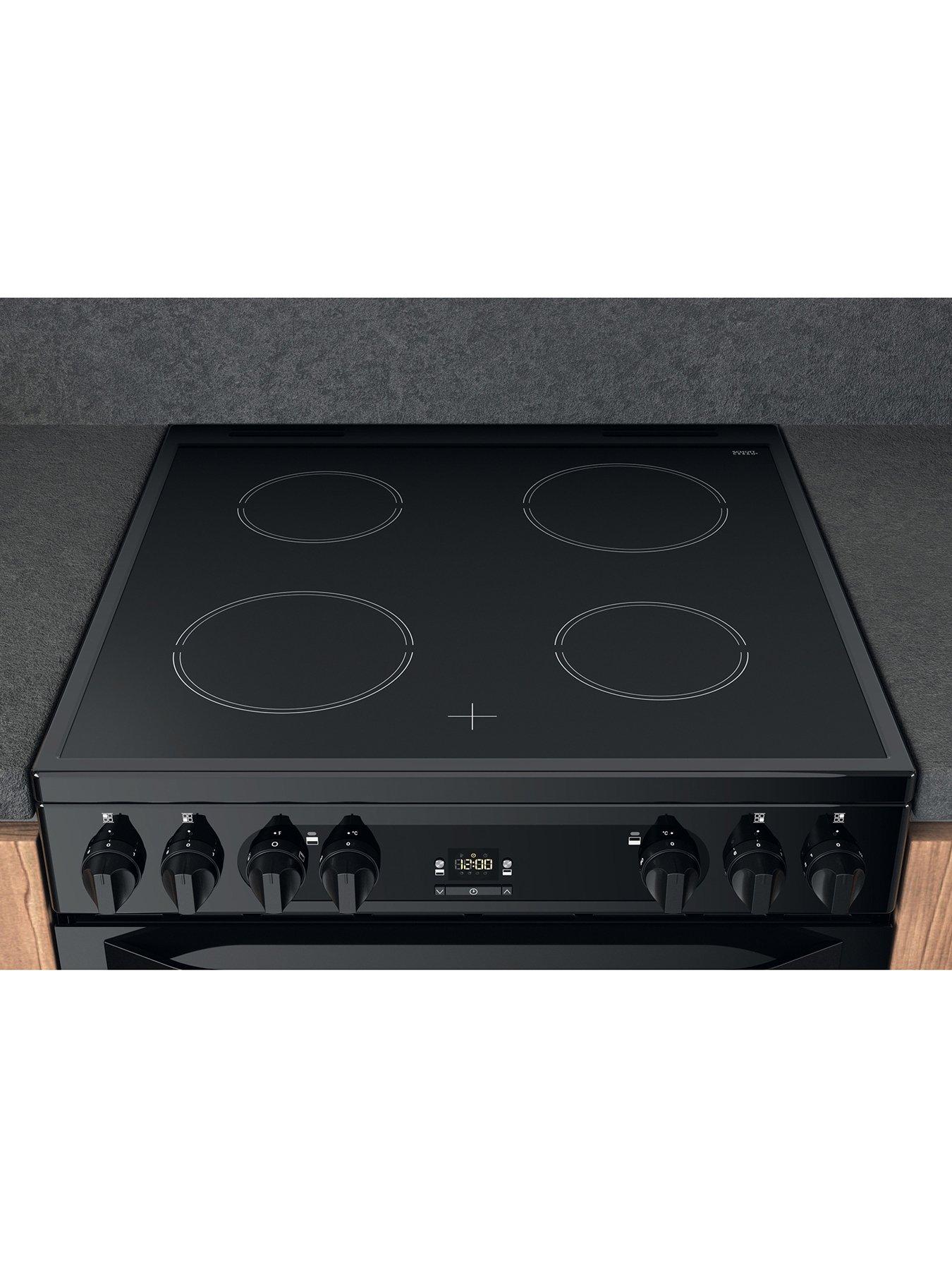  image of hotpoint-hdm67v92hcb-60cm-wide-double-oven-electric-cooker-with-ceramic-hob-black