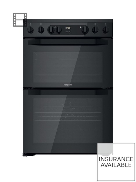 hotpoint-hdm67v9cmb-60cm-wide-double-oven-electric-cooker-with-ceramic-hob-black