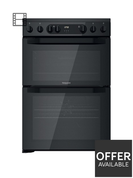 hotpoint-hdm67v9cmb-60cm-wide-double-oven-electric-cooker-with-ceramic-hob-black