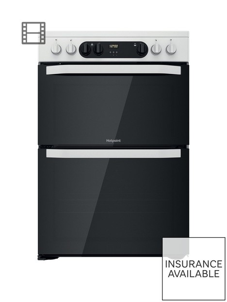 hotpoint-hdm67v9cmw-60cm-wide-double-oven-cooker-with-ceramic-hob-white