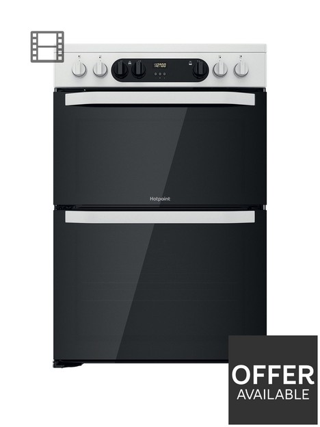 hotpoint-hdm67v9cmw-60cm-wide-double-oven-cooker-with-ceramic-hob-white