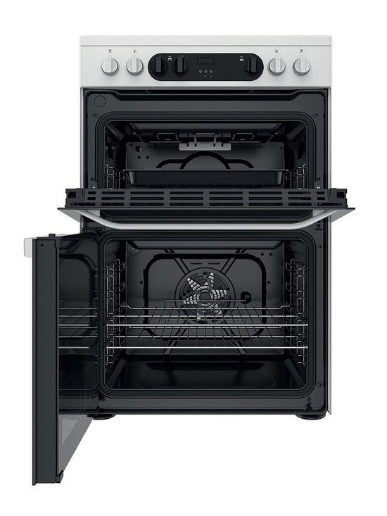stillFront image of hotpoint-hdm67v9cmw-60cm-wide-double-oven-cooker-with-ceramic-hob-white