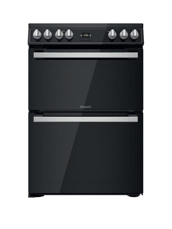 front image of hotpoint-hdt67v9h2cb-60cm-wide-double-oven-cooker-with-ceramic-hob-black