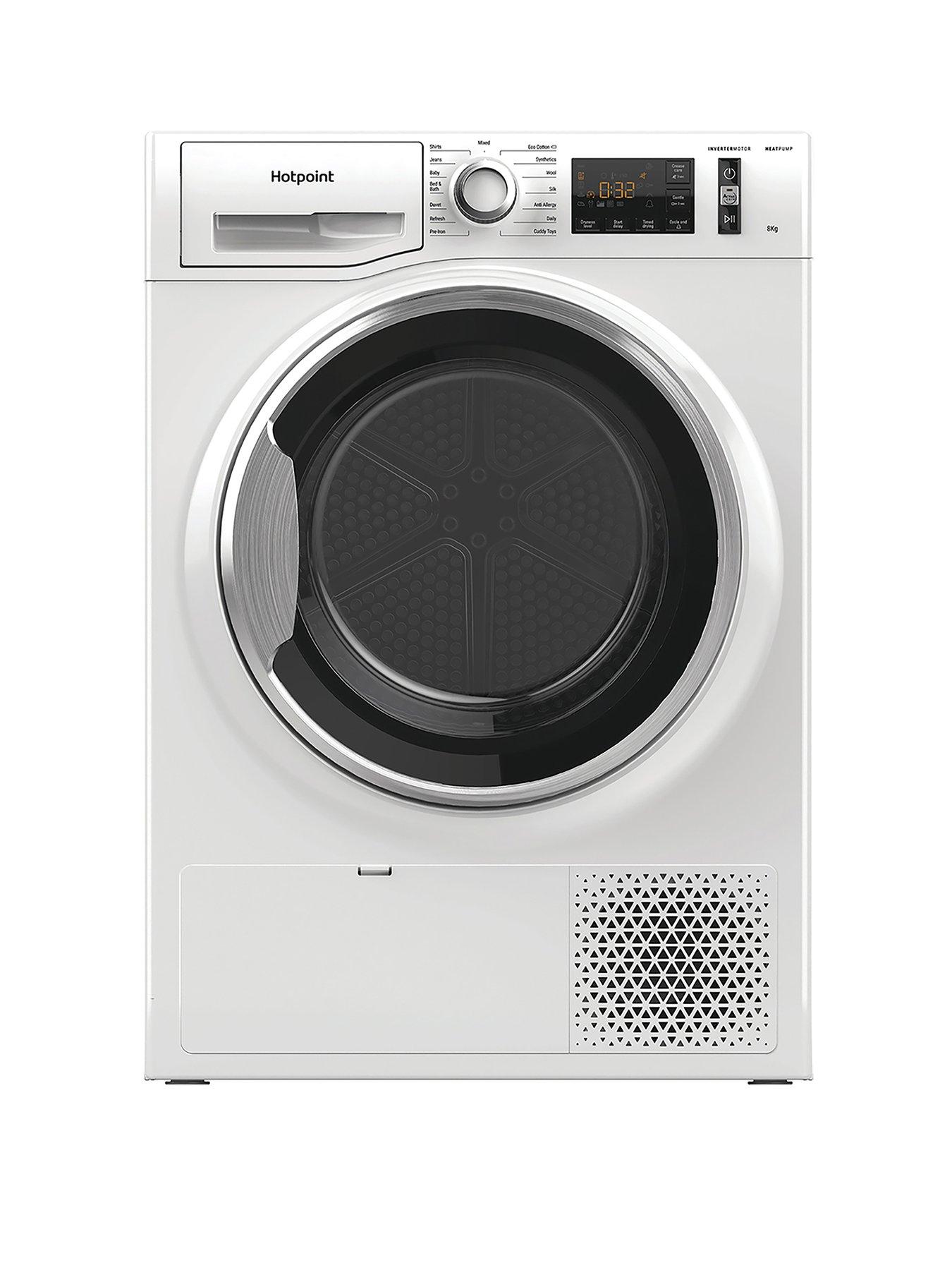 front image of hotpoint-activecare-ntm118x3xbuk-8kg-load-heat-pump-tumble-dryer-white