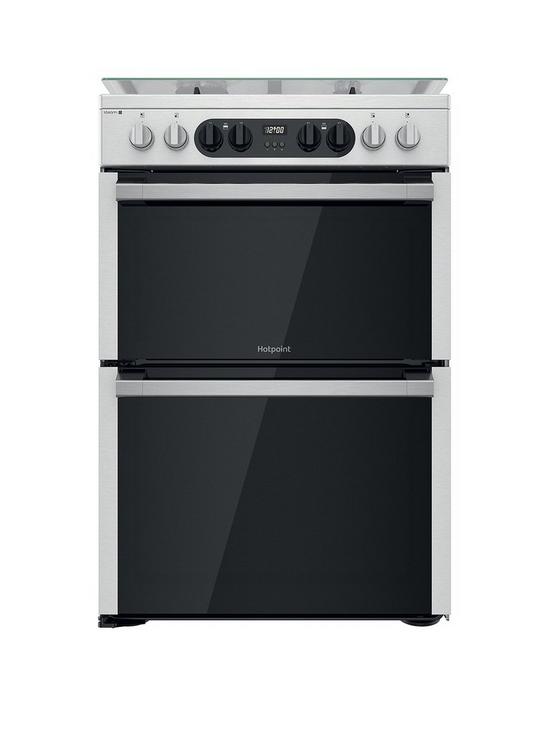 front image of hotpoint-hdm67g8c2cx-dual-fuel-double-freestanding-cooker