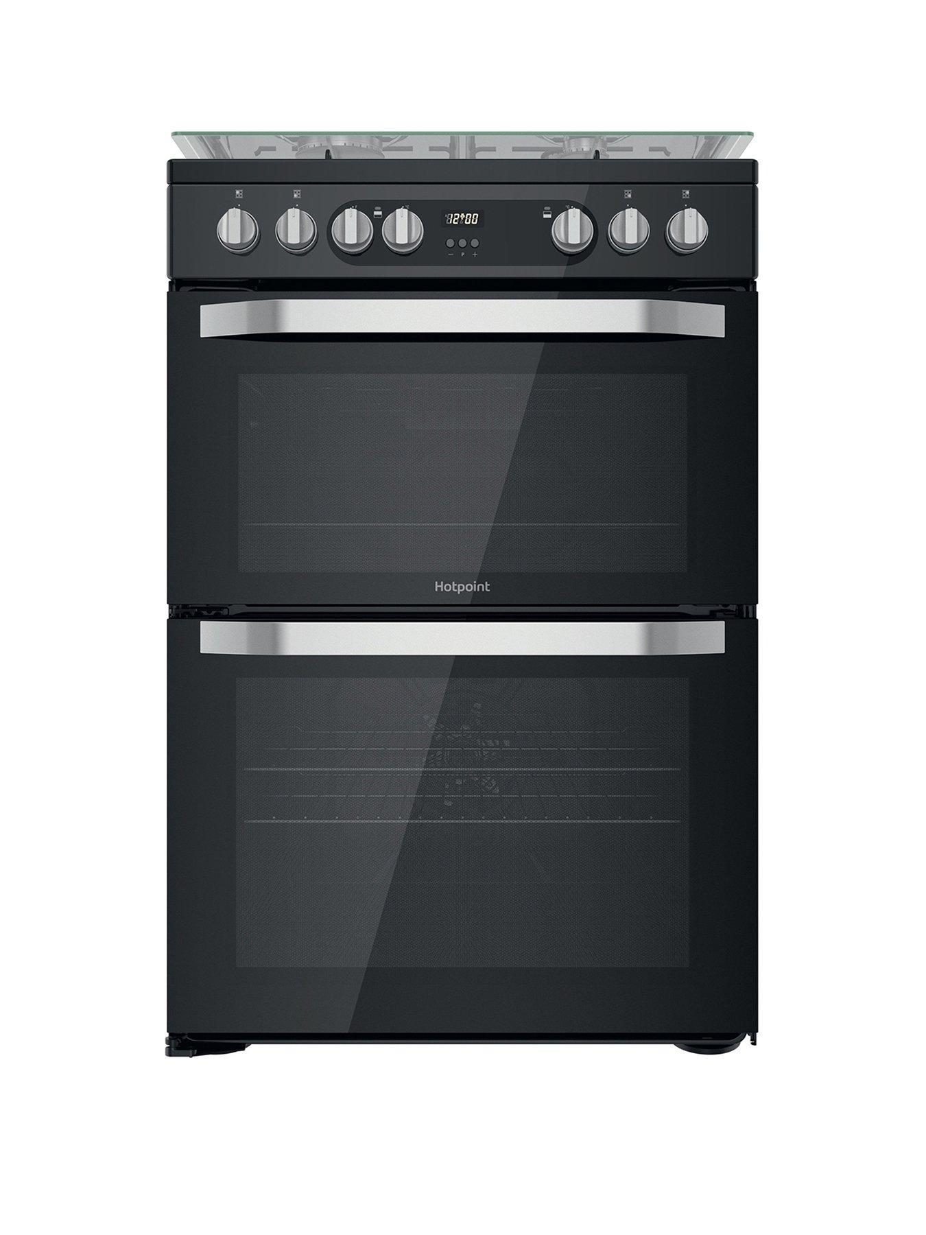 Hotpoint HD67G02CCW Freestanding Double Oven Gas Cooker White littlewoods