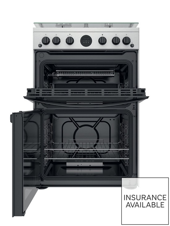 stillFront image of indesit-id67g0mcxnbspfreestanding-double-oven-gas-cooker