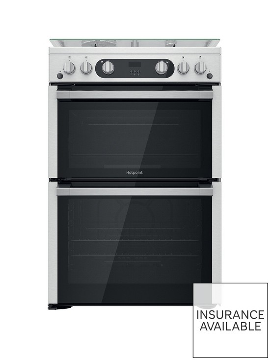 front image of hotpoint-hdm67g0c2cx-60cm-widenbspfreestanding-double-oven-gas-cooker