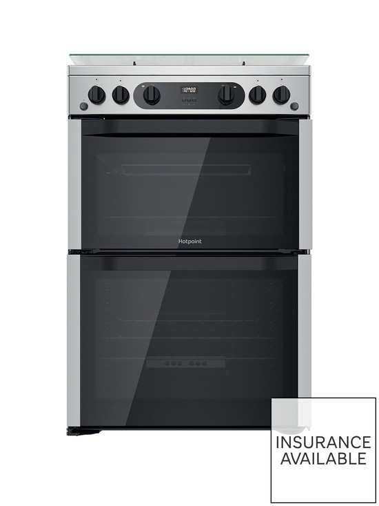 front image of hotpoint-hdm67g0ccx-60cm-widenbspfreestanding-double-oven-gasnbspcooker