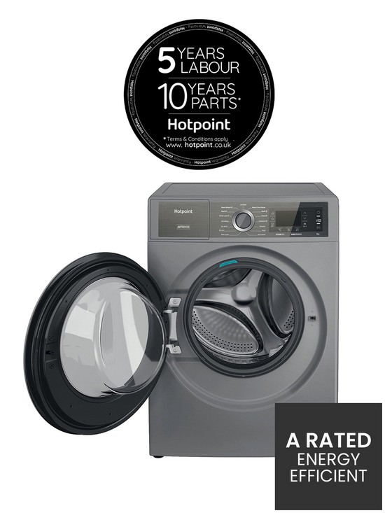 stillFront image of hotpoint-h8w946sbuk-9kg-load-1400rpm-spin-washing-machine-graphite