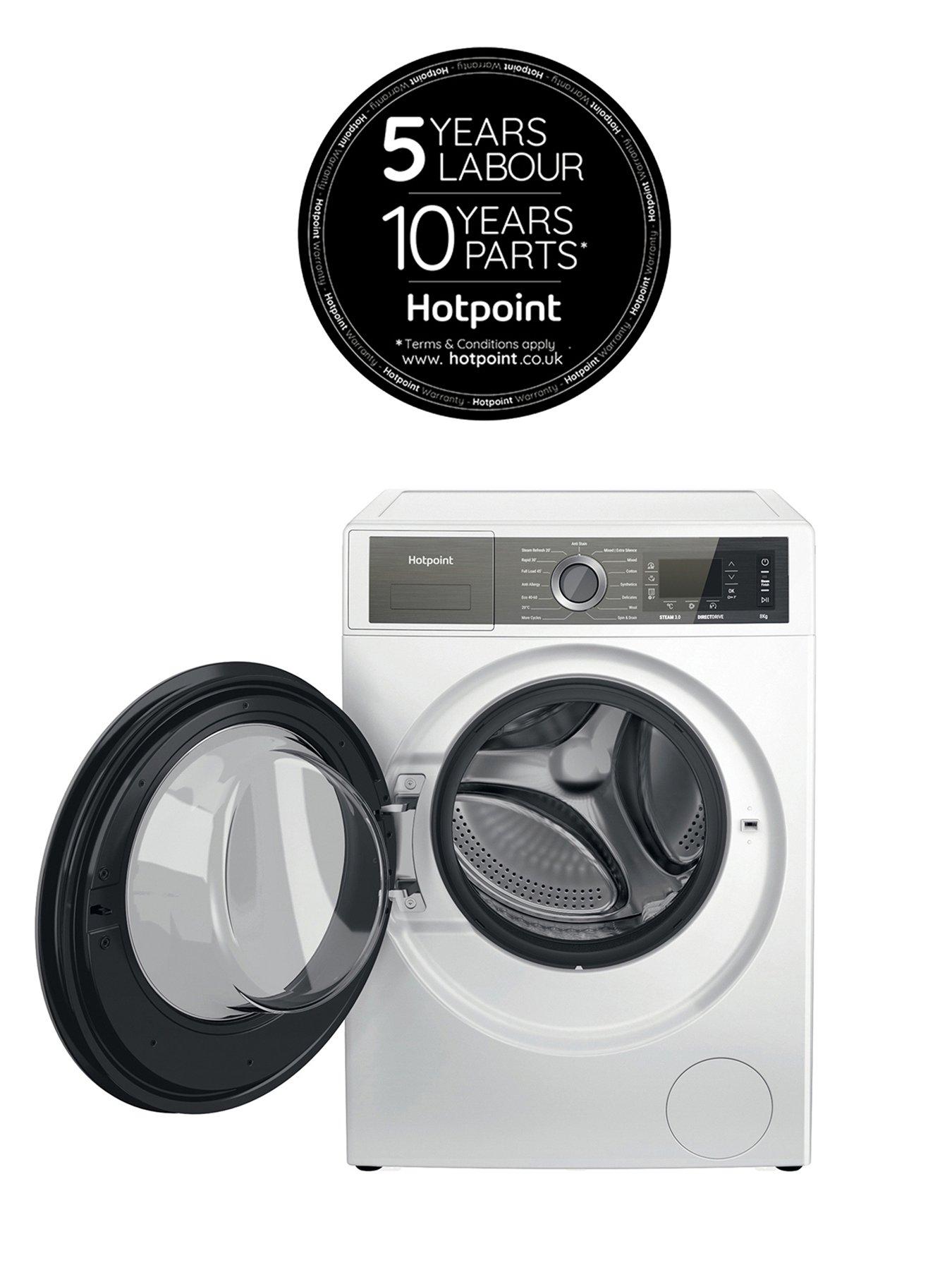 stillFront image of hotpoint-gentlepowernbsph6w845wbuk-8kg-freestanding-washing-machine