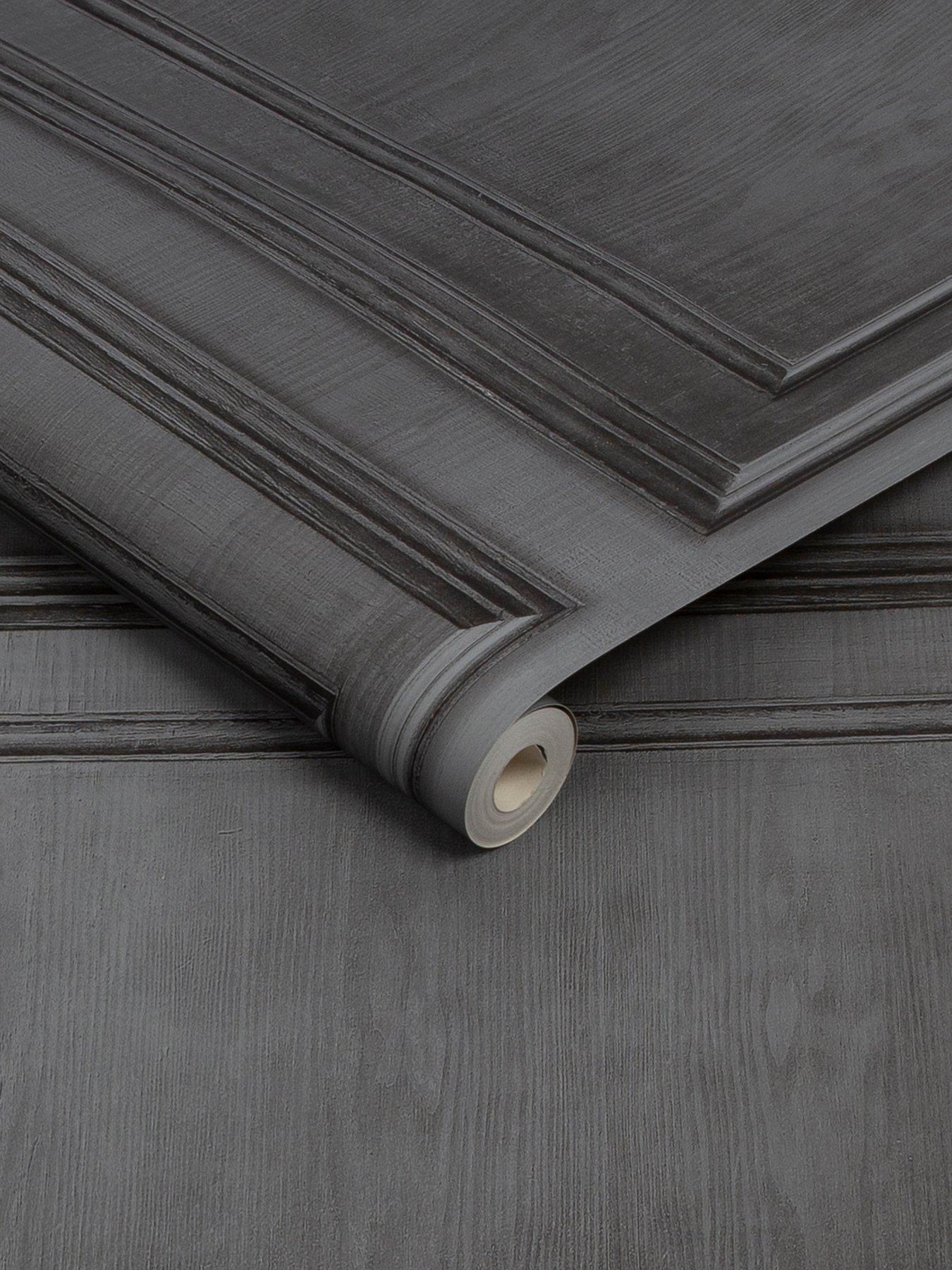  image of fresco-wood-panel-dark-grey-wallpaper
