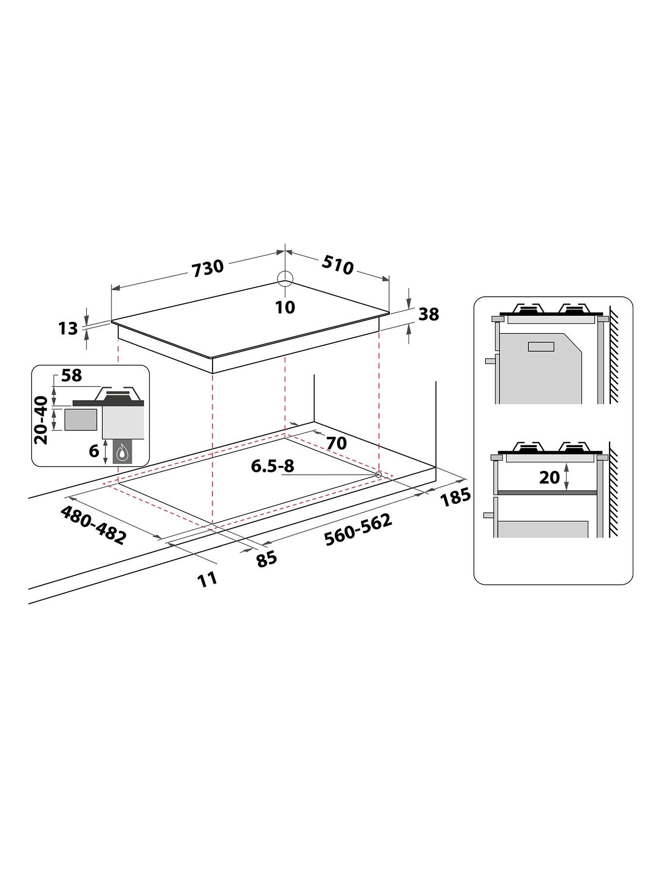 Image 5 of 5 of Hotpoint PPH75PDFIXUK 75cm Wide&nbsp;Built-in 5-Burner&nbsp;Gas Hob