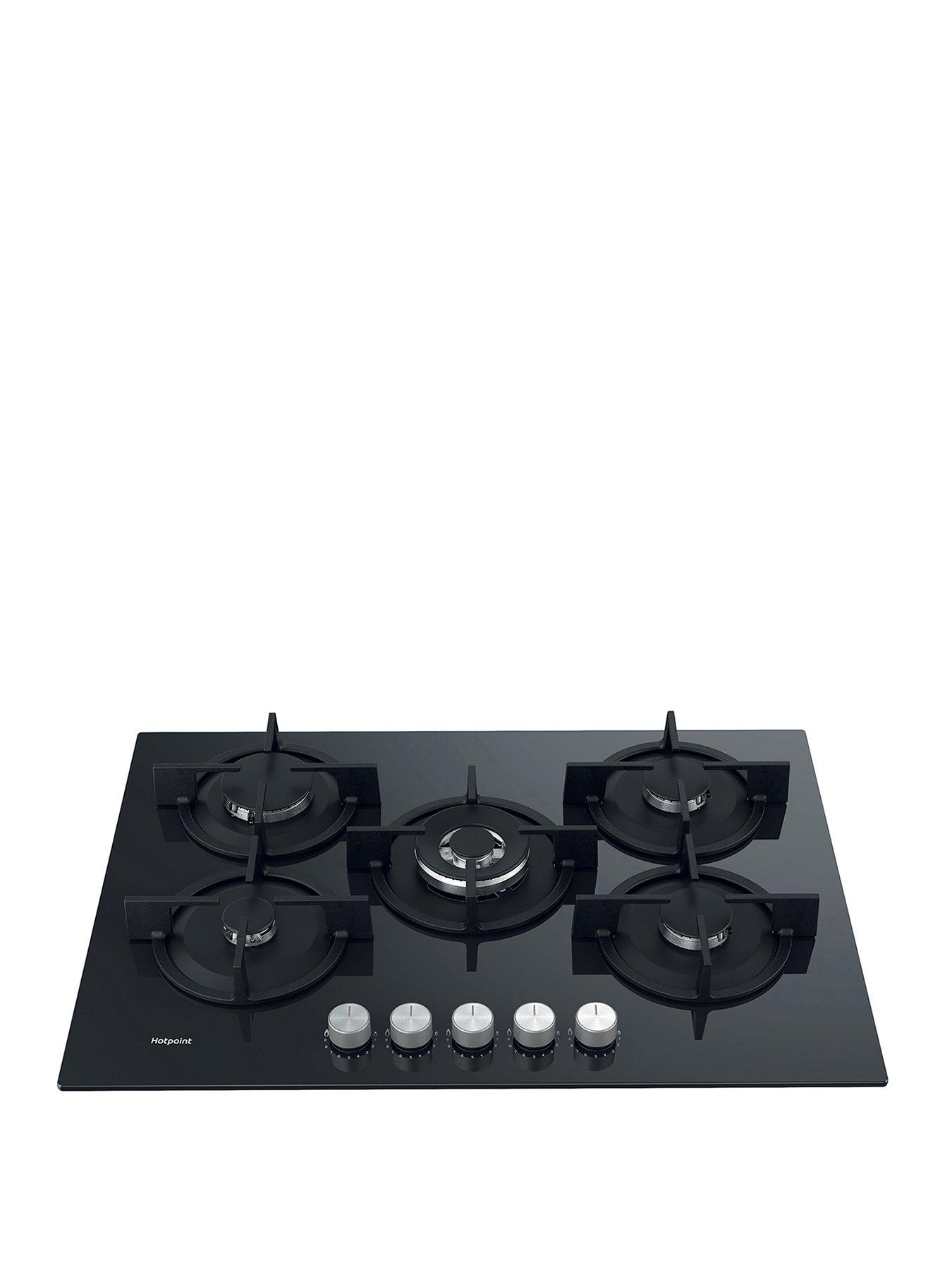 front image of hotpoint-hgs72sbk-73cm-wide-built-in-gas-on-glass-hob-black