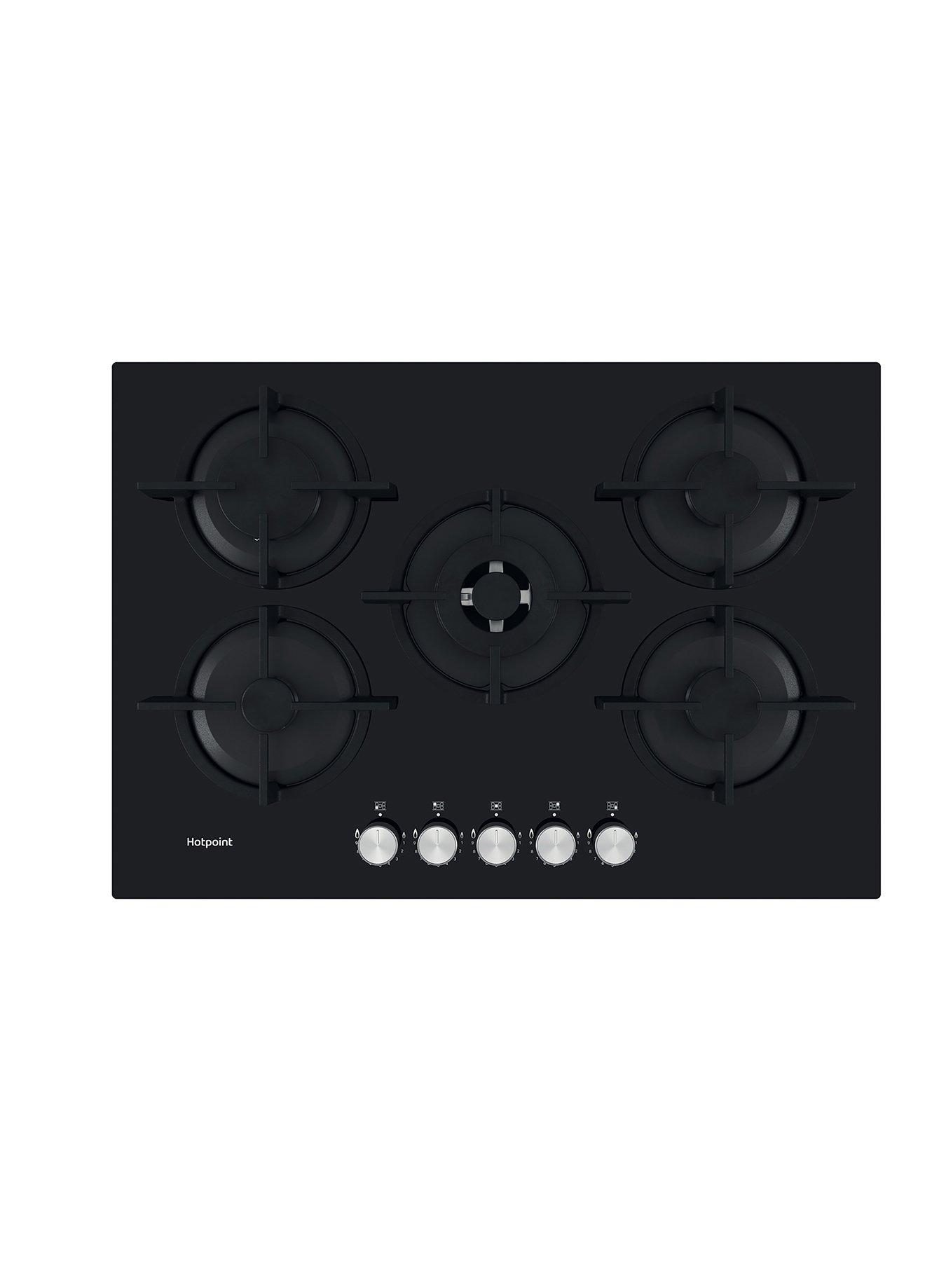 stillFront image of hotpoint-hgs72sbk-73cm-wide-built-in-gas-on-glass-hob-black