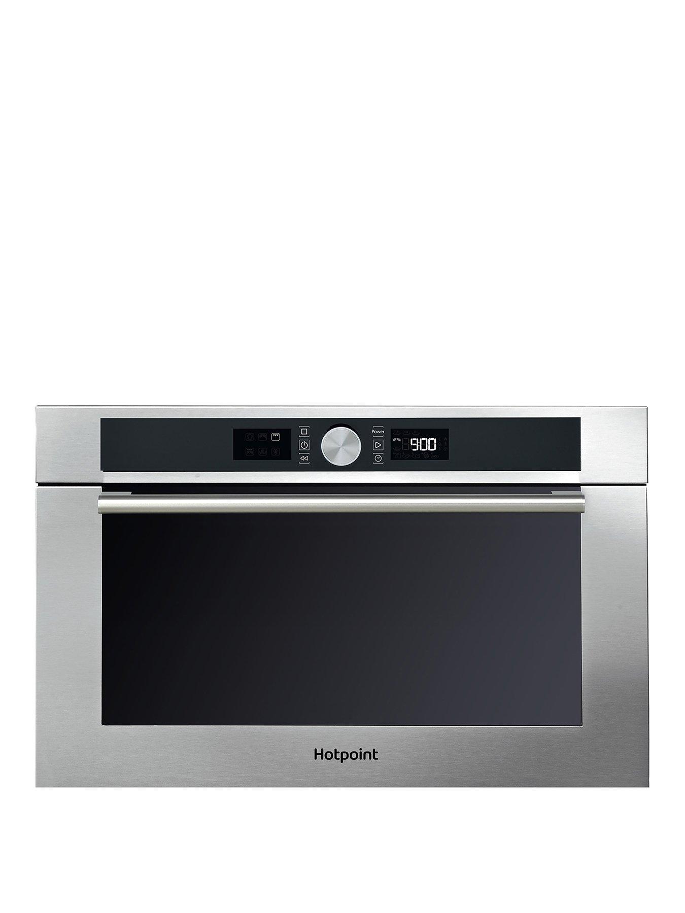 front image of hotpoint-md454ixh-60cm-built-in-microwave-with-grill-stainless-steel