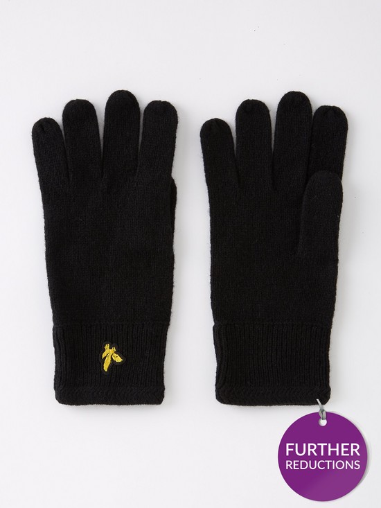 front image of lyle-scott-racked-rib-gloves-black