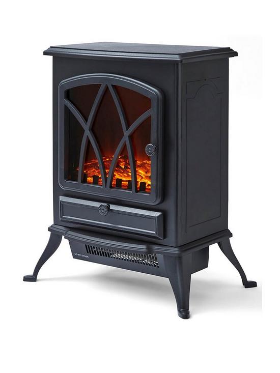 front image of warmlite-electric-stove-heater-black