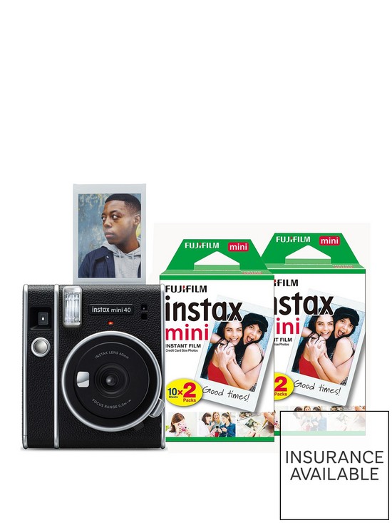 front image of fujifilm-instax-mini-40-instant-camera-with-50-shots-included-black