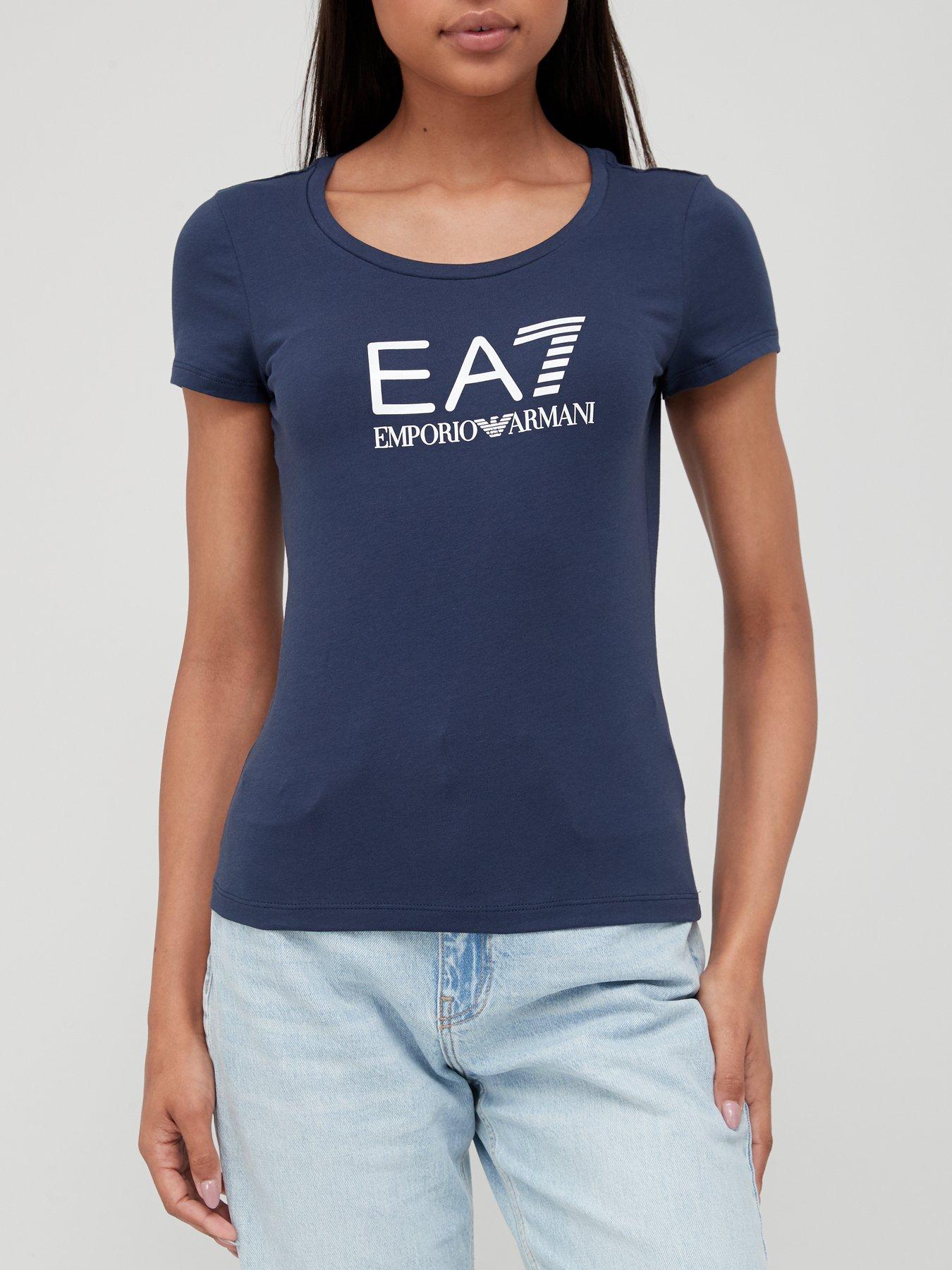 EA7 Emporio Armani Logo Front T-Shirt - Navy/White 