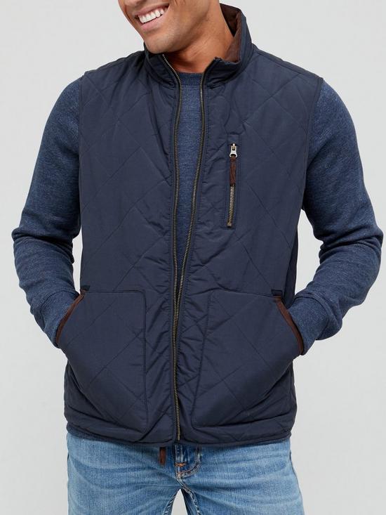 front image of very-man-quilted-gilet-navy