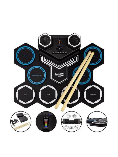 rockjam-rechargeable-bluetooth-roll-up-drum-kit-with-inbuilt-speakers-amp-drumsticks