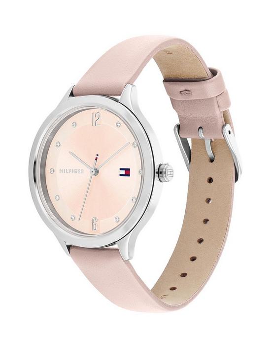 stillFront image of tommy-hilfiger-grace-silver-dial-pink-leather-strap-watch