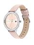  image of tommy-hilfiger-grace-silver-dial-pink-leather-strap-watch