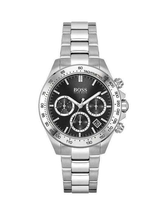 front image of boss-novia-black-chronograph-dial-stainless-steel-bracelet-watch