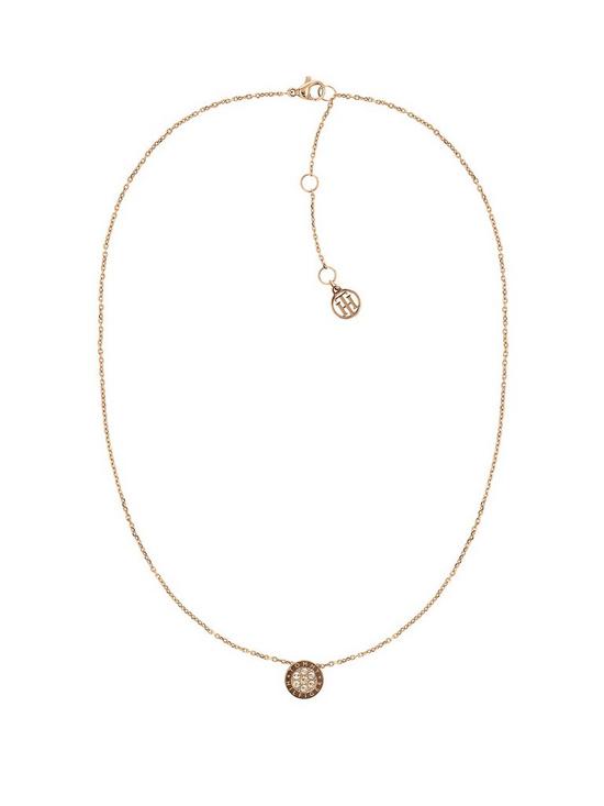 front image of tommy-hilfiger-gold-tone-multi-crystal-necklace
