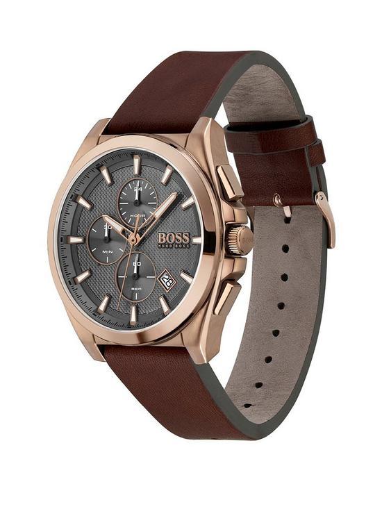 stillFront image of boss-grandmaster-sport-lux-grey-chronograph-dial-brown-leather-strap-watch