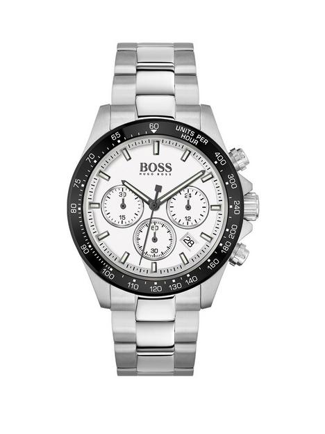 boss-hero-white-chronograph-dial-black-bezel-stainless-steel-bracelet-watch