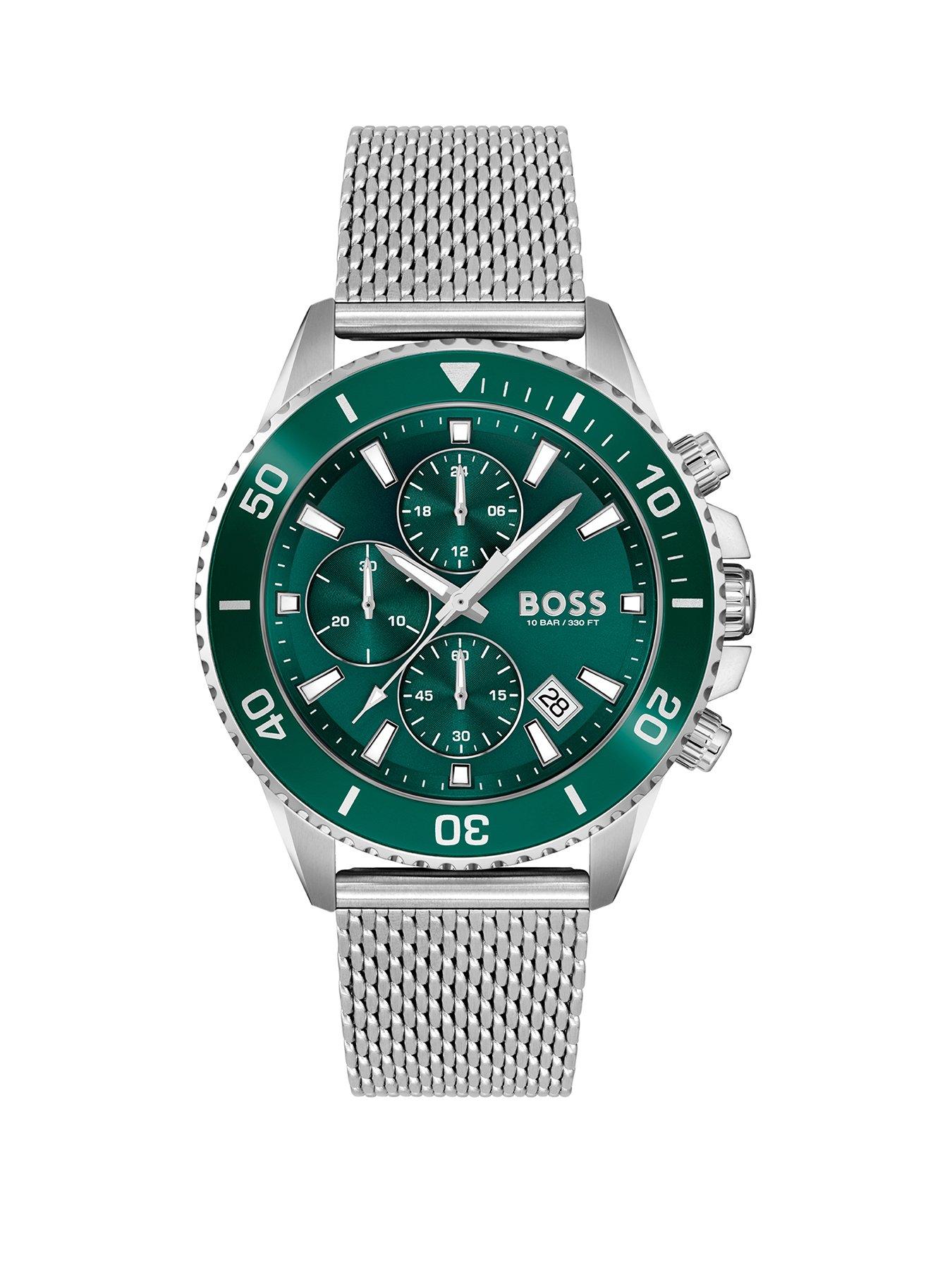 boss-admiral-green-chronograph-stainless-steel-mesh-bracelet-watch