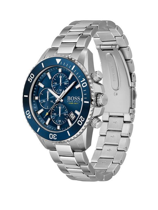 stillFront image of boss-admiral-blue-chronograph-stainless-steel-bracelet-watch