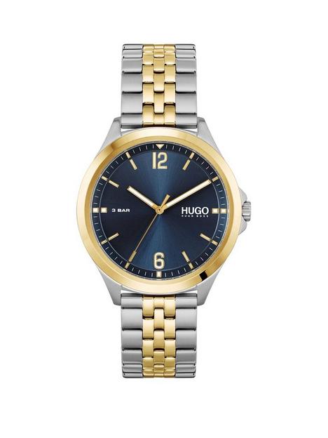 hugo-blue-dial-gold-tone-bezel-stainless-steel-two-tone-bracelet-watch