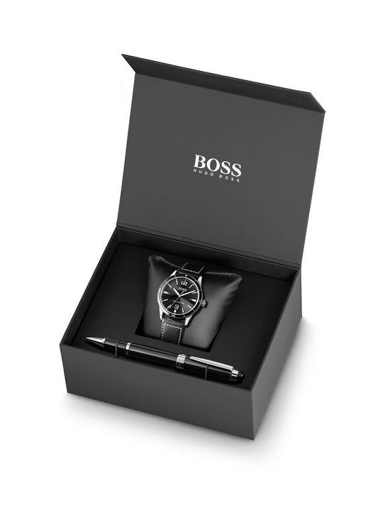 front image of boss-leather-watch-and-pen-gift-set