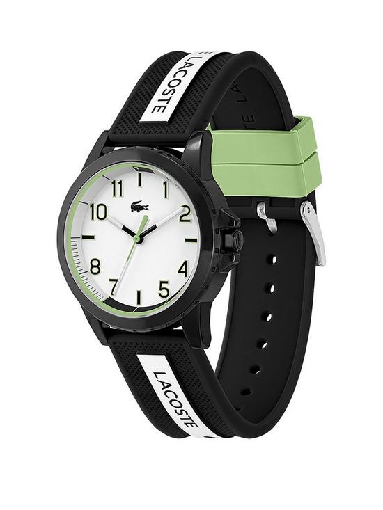 stillFront image of lacoste-white-dial-black-and-white-strap-kidsteen-watch
