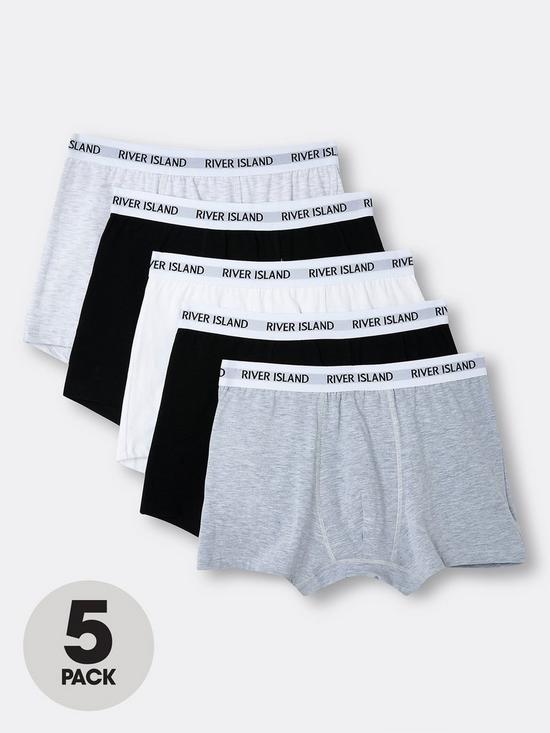 front image of river-island-5-pack-white-waistband-trunks-multi