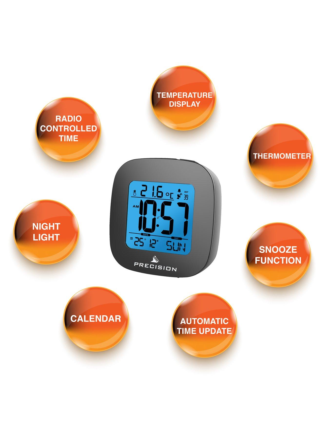 Precision Radio Controlled Lcd Black Alarm Clock