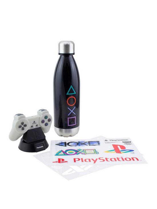front image of playstation-icon-light-bottle-and-sticker-set