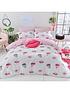 image of sassy-b-service-reversible-duvet-cover-set-in-pink-and-white
