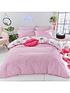  image of sassy-b-service-reversible-duvet-cover-set-in-pink-and-white
