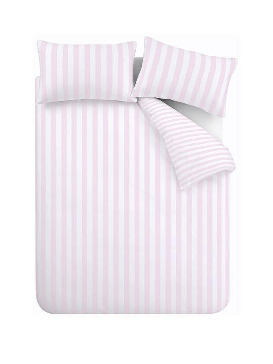 stillFront image of sassy-b-stripe-tease-reversible-duvet-cover-set-pink-and-white