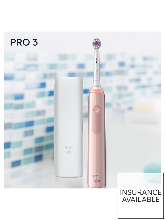 stillFront image of oral-b-pro-3-3500-3dwhite-pink-electric-toothbrush-designed-by-braun-bonus-travel-case