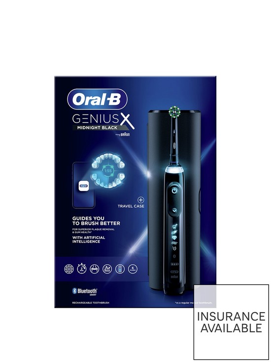 stillFront image of oral-b-genius-x-black-electric-toothbrush-designed-by-braun-travel-case