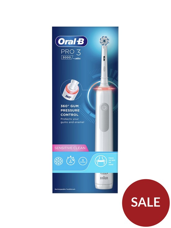 stillFront image of oral-b-pro-3-3000-sensitive-clean-white-electric-toothbrush-designed-by-braun