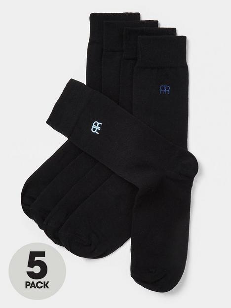 river-island-5-pack-embroidered-ankle-socks-black