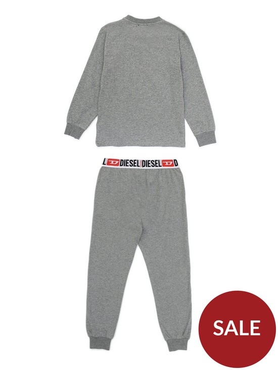 back image of diesel-boys-cut-logo-loungewear-pyjama-set-dark-grey-marl