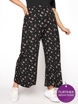 yours-yours-floral-print-wide-leg-trouser-black