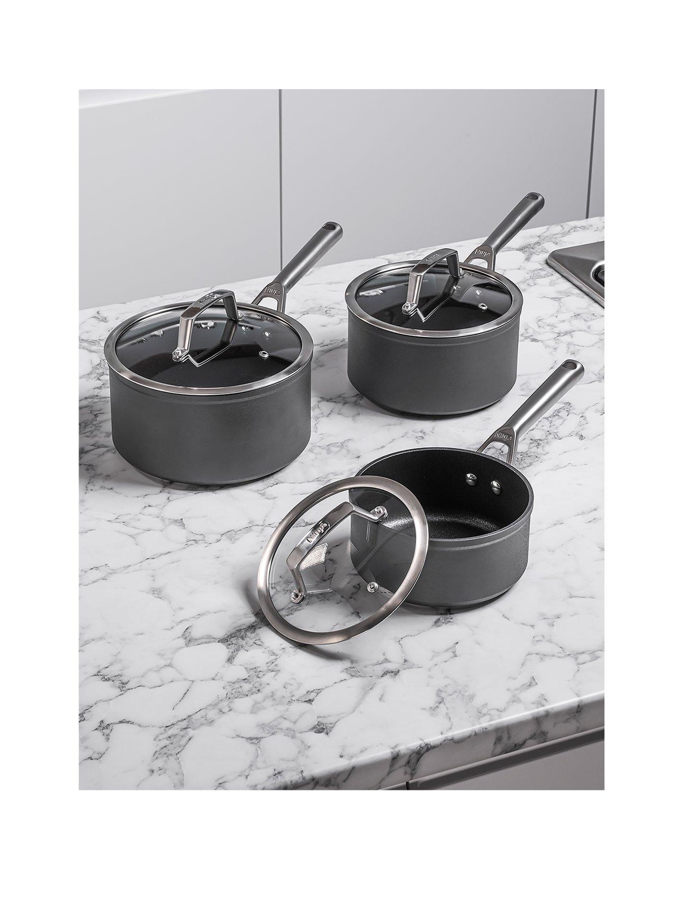 NINJA Foodi ZEROSTICK 3 Piece Pan Set - 16cm, 18cm and 20cm Saucepans, non stick - C33000UK